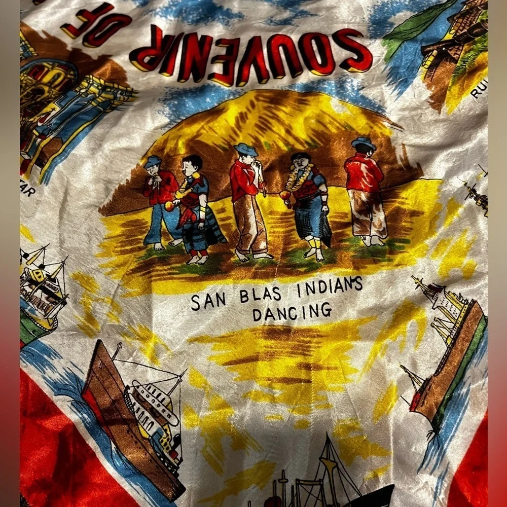 Vintage Souvenir of Panama Rayon Scarf